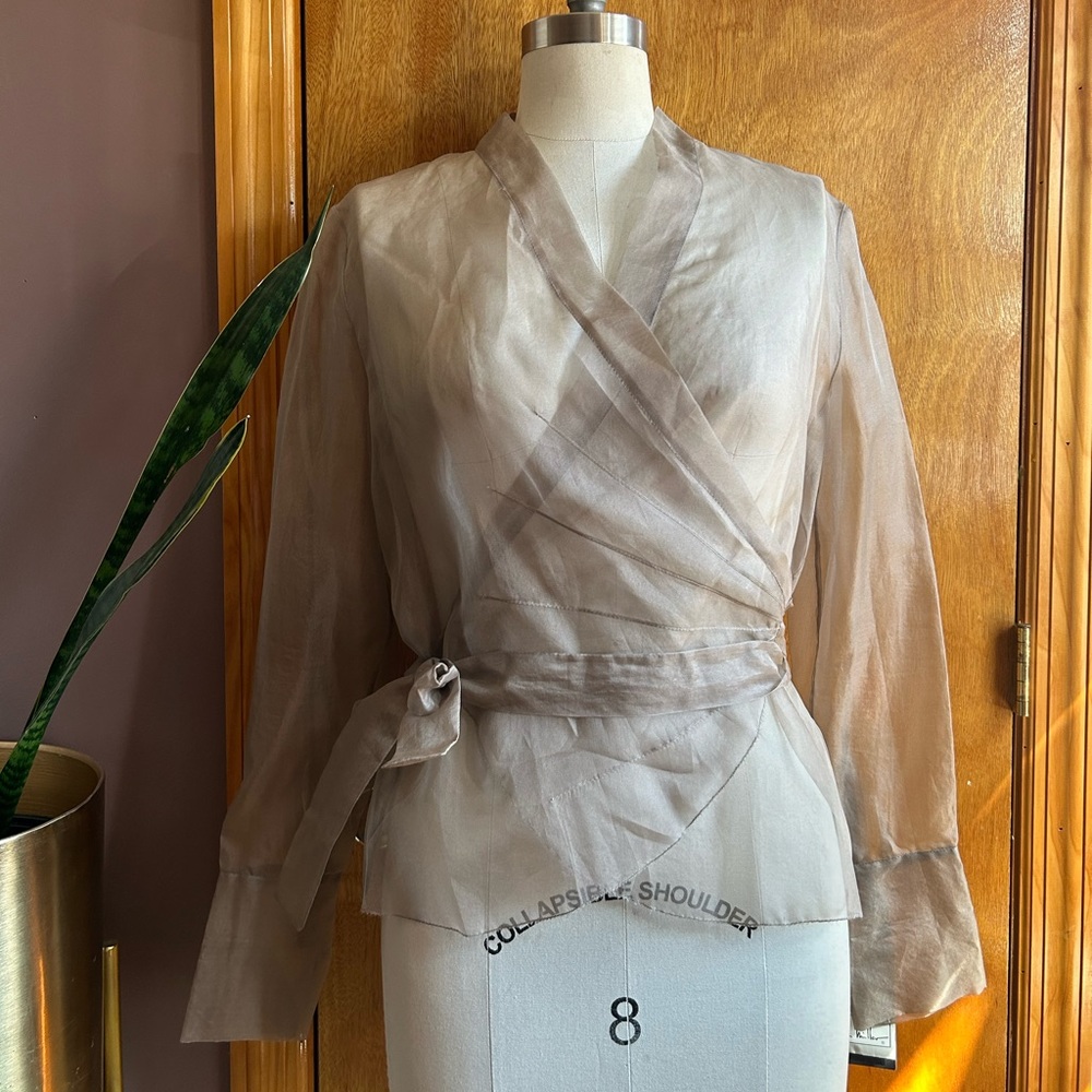 NWT Nicole Miller silk wrap around blouse